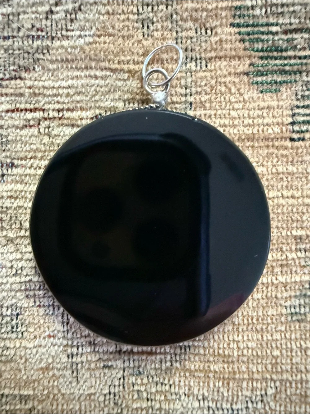 Antique Black obsidian pendant/divination/scrying from witches estate sale.